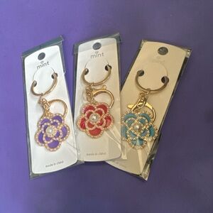 Mint Floral Bag Charms/Keychain - Purple, Red, Blue